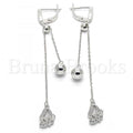 Bruna Brooks Sterling Silver 02.186.0091 Long Earring, with White Cubic Zirconia, Polished Finish, Rhodium Tone