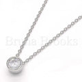 Sterling Silver 04.336.0001.16 Fancy Necklace, with White Cubic Zirconia, Polished Finish, Rhodium Tone