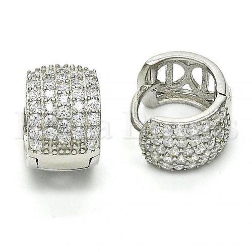Bruna Brooks Sterling Silver 02.174.0051.15 Huggie Hoop, with White Cubic Zirconia, Polished Finish, Rhodium Tone