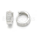 Bruna Brooks Sterling Silver 02.332.0019.10 Huggie Hoop, with White Cubic Zirconia, Polished Finish, Rhodium Tone
