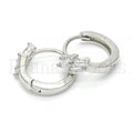 Sterling Silver 02.175.0156.15 Huggie Hoop, with White Cubic Zirconia, Polished Finish, Rhodium Tone