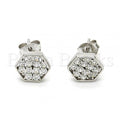 Sterling Silver 02.285.0031 Stud Earring, with White Cubic Zirconia, Polished Finish, Rhodium Tone