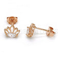 Bruna Brooks Sterling Silver 02.285.0046 Stud Earring, with White Cubic Zirconia, Polished Finish, Rose Gold Tone