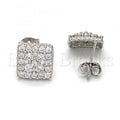 Sterling Silver 02.285.0010 Stud Earring, Flower Design, with White Cubic Zirconia, Polished Finish, Rhodium Tone