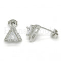 Bruna Brooks Sterling Silver 02.285.0088 Stud Earring, with White Cubic Zirconia, Polished Finish, Rhodium Tone