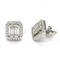 Bruna Brooks Sterling Silver 02.175.0108 Stud Earring, with White Cubic Zirconia, Polished Finish, Rhodium Tone