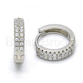 Bruna Brooks Sterling Silver 02.175.0071.15 Huggie Hoop, with White Crystal, Polished Finish, Rhodium Tone