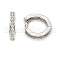 Bruna Brooks Sterling Silver 02.286.0014.10 Huggie Hoop, with White Cubic Zirconia, Polished Finish, Rhodium Tone