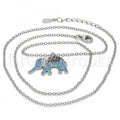 Sterling Silver 04.336.0067.16 Fancy Necklace, Elephant Design, with Black and Turquoise Micro Pave, Polished Finish, Rhodium Tone