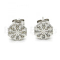 Sterling Silver 02.285.0015 Stud Earring, with White Micro Pave, Polished Finish, Rhodium Tone