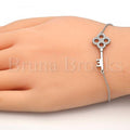 Sterling Silver 03.336.0020.07 Fancy Bracelet, key Design, with White Cubic Zirconia, Polished Finish, Rhodium Tone