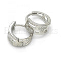 Sterling Silver 02.332.0039.12 Huggie Hoop, with White Micro Pave, Polished Finish, Rhodium Tone