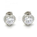 Sterling Silver 02.285.0030 Stud Earring, Heart Design, with White Cubic Zirconia and White Micro Pave, Polished Finish,