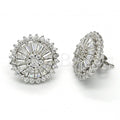 Bruna Brooks Sterling Silver 02.175.0125 Stud Earring, with White Cubic Zirconia, Polished Finish, Rhodium Tone