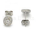Sterling Silver 02.186.0029 Stud Earring, with White Cubic Zirconia and White Crystal, Polished Finish, Rhodium Tone