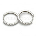 Sterling Silver 02.175.0028.20 Huggie Hoop, with White Crystal, Polished Finish, Rhodium Tone