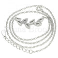 Sterling Silver 04.336.0195.16 Fancy Necklace, Leaf Design, with White Crystal, Polished Finish, Rhodium Tone