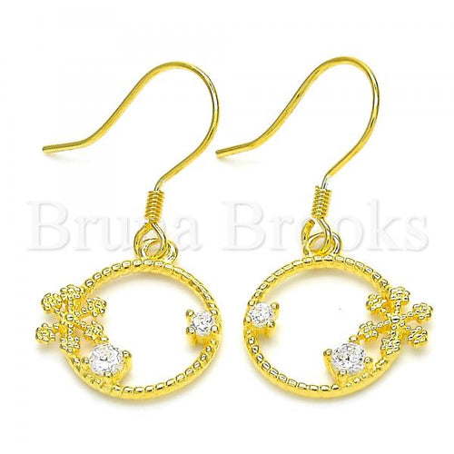 Bruna Brooks Sterling Silver 02.366.0013.1 Dangle Earring, with White Cubic Zirconia, Polished Finish, Golden Tone
