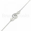 Sterling Silver 03.336.0070.08 Fancy Bracelet, Music Note Design, with White Micro Pave, Polished Finish, Rhodium Tone