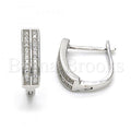 Bruna Brooks Sterling Silver 02.175.0044.15 Huggie Hoop, with White Micro Pave, Polished Finish, Rhodium Tone