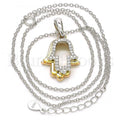 Sterling Silver 04.336.0107.16 Fancy Necklace, Hand of God Design, with White Crystal, Polished Finish, Tri Tone