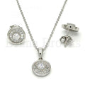 Sterling Silver 10.275.0016 Earring and Pendant Adult Set, with White Cubic Zirconia, Polished Finish, Rhodium Tone