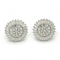 Sterling Silver 02.175.0124 Stud Earring, with White Cubic Zirconia, Polished Finish, Rhodium Tone