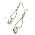 Rhodium Plated 02.26.0153 Long Earring, with Crystal Swarovski Crystals and White Cubic Zirconia, Polished Finish, Rhodium Tone