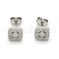 Sterling Silver 02.290.0024 Stud Earring, with White Micro Pave, Rhodium Tone