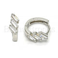Bruna Brooks Sterling Silver 02.175.0091.15 Huggie Hoop, with White Cubic Zirconia, Polished Finish, Rhodium Tone