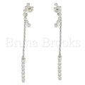 Sterling Silver 02.366.0009 Long Earring, with White Cubic Zirconia, Polished Finish, Rhodium Tone