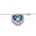 Rhodium Plated Fancy Necklace, Heart Design, with Swarovski Crystals and Micro Pave, Rhodium Tone
