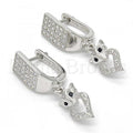Sterling Silver 02.186.0080 Dangle Earring, with Black and White Micro Pave, Polished Finish, Rhodium Tone