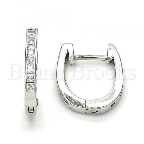 Bruna Brooks Sterling Silver 02.186.0040.15 Huggie Hoop, with White Cubic Zirconia, Polished Finish, Rhodium Tone