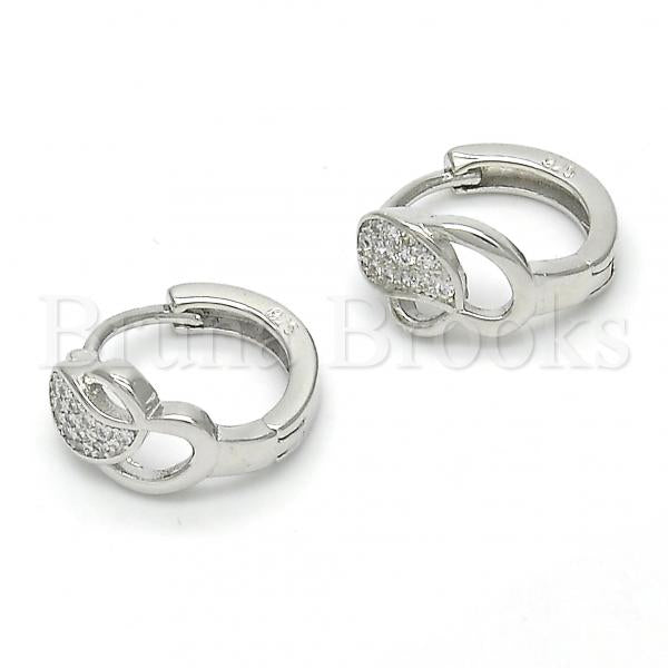 Sterling Silver 02.175.0173.15 Huggie Hoop, with White Micro Pave, Polished Finish, Rhodium Tone