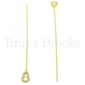 Sterling Silver 02.366.0010.1 Threader Earring, with White Micro Pave, Polished Finish, Golden Tone
