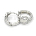 Sterling Silver 02.175.0176.15 Huggie Hoop, Heart Design, with White Micro Pave, Polished Finish, Rhodium Tone