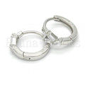 Sterling Silver 02.175.0137.15 Huggie Hoop, with White Cubic Zirconia, Polished Finish, Rhodium Tone