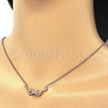 Sterling Silver Fancy Necklace, Infinite Design, with Crystal, Rose Gold Tone