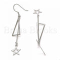 Sterling Silver 02.285.0105 Long Earring, Star Design, Polished Finish, Rhodium Tone
