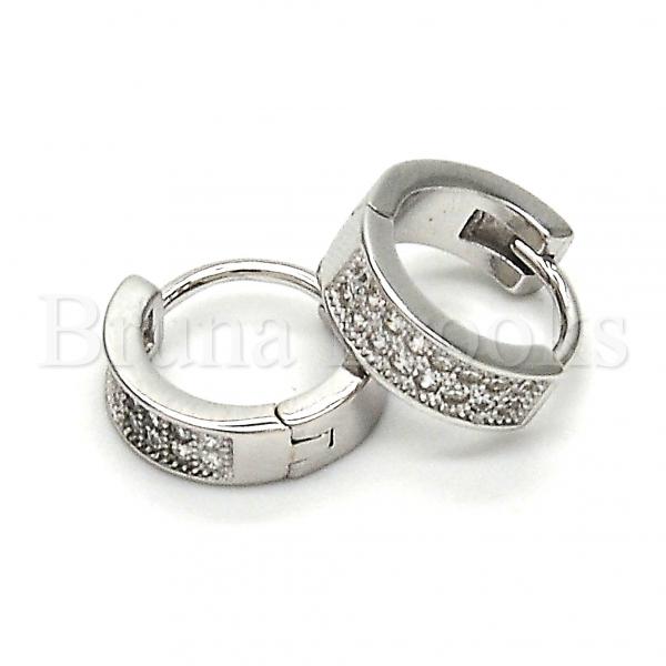 Sterling Silver 02.175.0030.10 Huggie Hoop, with White Micro Pave, Polished Finish, Rhodium Tone