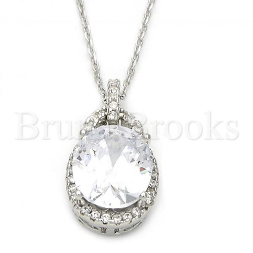 Bruna Brooks Sterling Silver 10.174.0158.18 Fancy Necklace, with White Cubic Zirconia, Polished Finish, Silver Tone