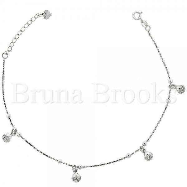 Bruna Brooks Sterling Silver 03.183.0099 Fancy Bracelet, Teardrop Design, Diamond Cutting Finish, Rhodium Tone