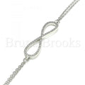 Sterling Silver 03.286.0033.07 Fancy Bracelet, Infinite Design, with White Cubic Zirconia, Polished Finish, Rhodium Tone