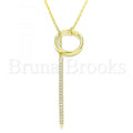 Bruna Brooks Sterling Silver 04.336.0214.2.16 Fancy Necklace, with White Crystal, Polished Finish, Golden Tone