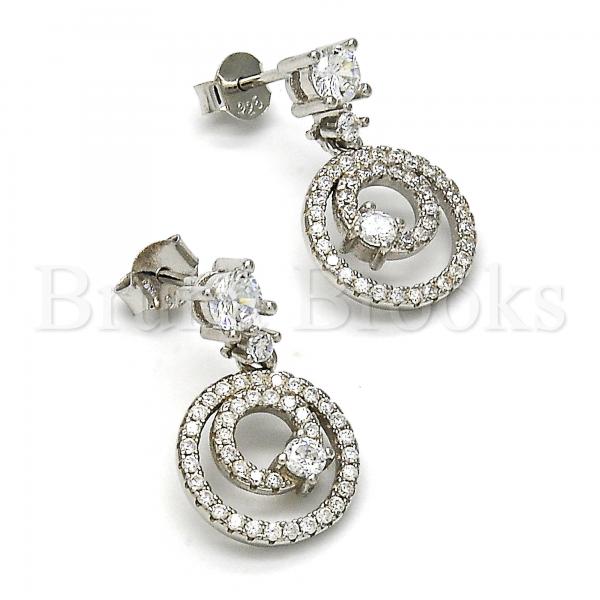 Sterling Silver 02.175.0131 Dangle Earring, with White Cubic Zirconia and White Crystal, Polished Finish, Rhodium Tone