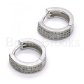 Sterling Silver 02.175.0067.15 Huggie Hoop, with White Micro Pave, Polished Finish, Rhodium Tone