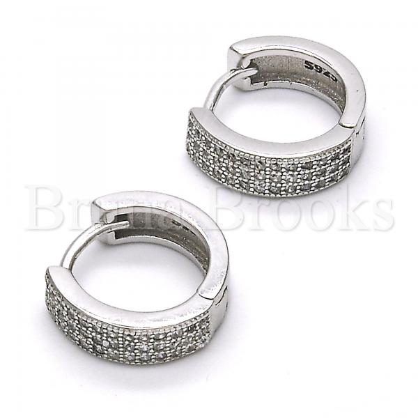 Sterling Silver 02.175.0067.15 Huggie Hoop, with White Micro Pave, Polished Finish, Rhodium Tone