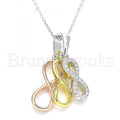 Bruna Brooks Sterling Silver 04.336.0151.18 Fancy Necklace, Infinite Design, with White Crystal, Polished Finish, Tri Tone