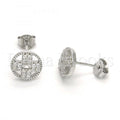 Bruna Brooks Sterling Silver 02.186.0106 Stud Earring, with White Crystal, Polished Finish, Rhodium Tone